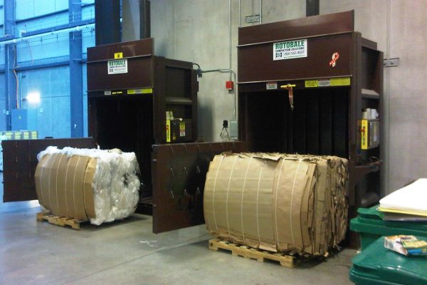 vertical cardboard baler from Rotobale Compaction